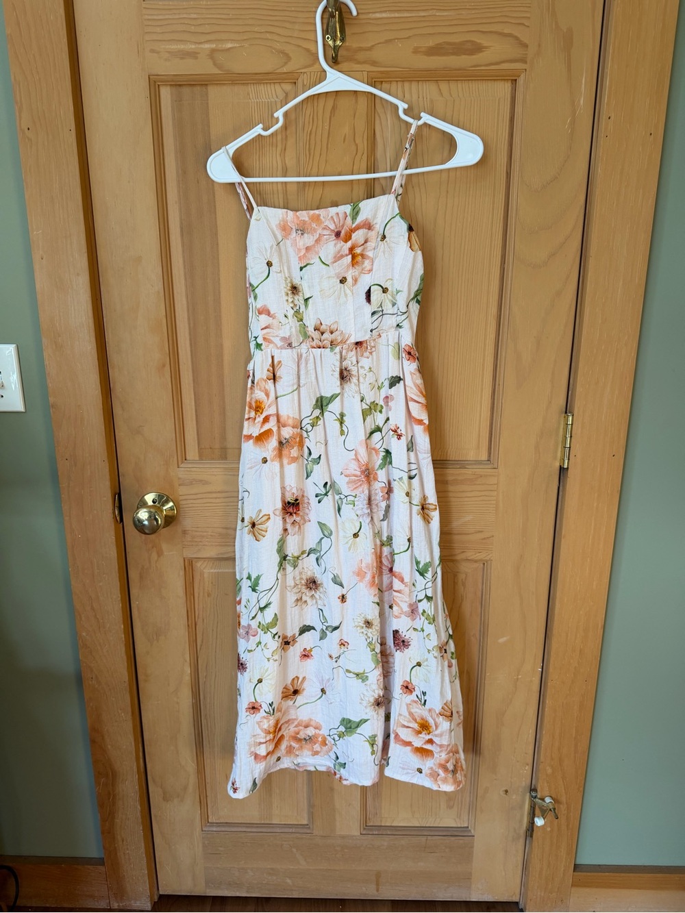 H&M Cream Maxi Dress with Peach Floral Print